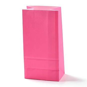 Rectangle Kraft Paper Bags, None Handles, Gift Bags, Deep Pink, 9.1x5.8x17.9cm