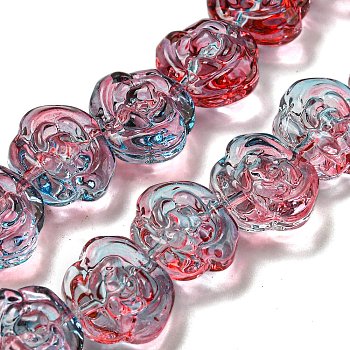 Glass Beads Strands, Rose, Indian Red, 12~12.5x14x8~8.5mm, Hole: 1.2mm, about 57~60pcs/strand, 13.19~13.58''(33.5~34.5cm)