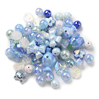 Blue Mixed Shapes Acrylic Beads