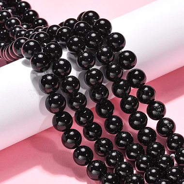Synthetic Black Stone Beads Strands(GSR12mmC044)-4