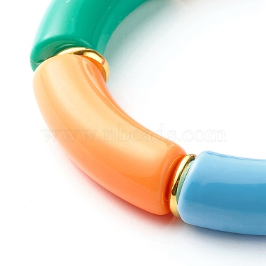 Массивные изогнутые трубки из акриловых бусин стрейч браслет для девочек и женщин(BJEW-JB06684-01)-5