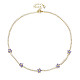 Cubic Zirconia Classic Tennis Necklace with Flower Links(NJEW-N048-01D)-1