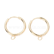 201 Stainless Steel Huggie Hoop Earring Findings, with Horizontal Loop and 316 Surgical Stainless Steel Pin, Real 24k Gold Plated, 22x18x3mm, Hole: 2.5mm, Pin: 1mm(STAS-P283-01S-G)