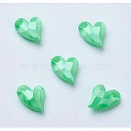 Acrylic Pendants, Imitation Pearl, Heart, Faceted, Aquamarine, 11x9x4mm, Hole: 0.5mm(X-MACR-P120-11mm-P10)