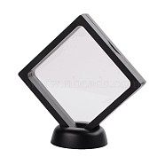Plastic Frame Stands, with Transparent Membrane, For Ring, Pendant, Bracelet Jewelry Display, Rhombus, Black, Frame: 11x11cm,
Bottom Round Base: 5.5x1.7cm(ODIS-N010-03A)