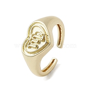 Brass Adjustable Open Rings, Heart, Virgo, US Size 7 3/4(17.9mm)(RJEW-K257-86G-06)