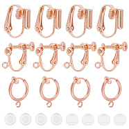 18Pcs 3 Style Brass Clip-on Earring Findings, with 20Pcs Plastic Pads, Rose Gold, 13~15.5x11~17x1.5~7.5mm, 6Pcs/style(FIND-SC0003-96RG)