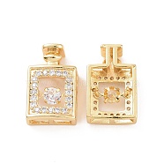 Brass Micro Pave Clear Cubic Zirconia Pendants, Rectangle Charm, Real 18K Gold Plated, 18x11.5x5.5mm, Hole: 2.8x3.7mm(KK-E068-VC287)