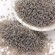 8/0 Glass Seed Beads, Grade A, Round, Transparent Colours Lustered, Gray, 2.8~3.2mm, Hole: 1.0mm, about 1500pcs/50g(X-SEED-J012-F8-528)