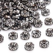 Iron Rhinestone Spacer Beads, Grade A, Rondelle, Waves Edge, Gunmetal, 6x2.5mm, Hole: 1.5mm(RB-A007-6MM-B)