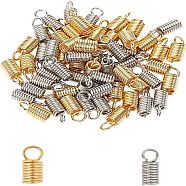 PVD Vacuum Plating 304 Stainless Steel Coil Cord Ends, Column, Golden & Stainless Steel Color, 6.8x5.2x1.1cm, 60pcs/box(STAS-UN0004-18)