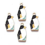 Rack Plating Alloy Enamel Pendants, Cadmium Free & Nickel Free & Lead Free, Light Gold, Origami Penguin, Black, 22x11x2mm, Hole: 1.6mm(X-ENAM-S122-77)