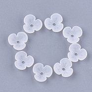 3-Petal Transparent Acrylic Bead Caps, Frosted, Flower, Clear, 9x9.5x3mm, Hole: 1.2mm(FACR-T001-01)