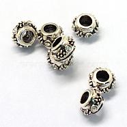Alloy Rhinestones European Beads, Large Hole Beads, Rondelle, Antique Silver, Crystal, 10x6.5mm, Hole: 4.5mm(PALLOY-Q313-06A)