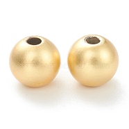 Brass Beads, Long-Lasting Plated, Round, Matte Style, Real 18K Gold Plated, 5mm, Hole: 1.5mm(KK-P198-12C-MG)