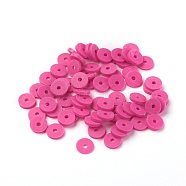 Handmade Polymer Clay Beads, Disc/Flat Round, Heishi Beads, Medium Violet Red, 6x1mm, Hole: 2mm, about 23500pcs/1000g(CLAY-R067-6.0mm-B31)
