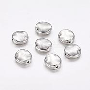 Tibetan Style Alloy Beads, Cadmium Free & Lead Free, Wavy Flat Round, Antique Silver, 12x12x4mm, Hole: 1mm(X-LF10454Y)