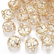 Brass Fancy Bead Caps, Nickel Free, Multi-Petal, Flower, Real 18K Gold Plated, 10x7mm, Hole: 1.2mm(X-KK-T055-027G-NF)