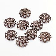 Antique Bronze Iron Flower Bead Caps, Fancy Bead Caps, Nickel Free, 9x4mm, Hole: 1mm, about 100pcs/10g(X-IFIN-ZX1173-AB-NF)
