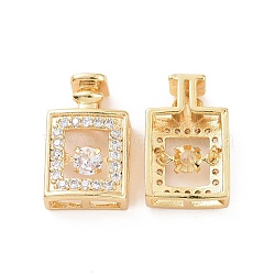 Brass Micro Pave Clear Cubic Zirconia Pendants, Rectangle Charm, Real 18K Gold Plated, 18x11.5x5.5mm, Hole: 2.8x3.7mm(KK-E068-VC287)