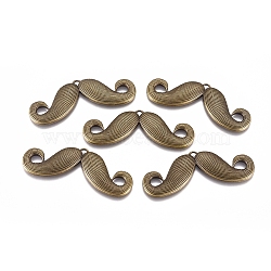 Tibetan Style Alloy Pendants, Cadmium Free & Nickel Free & Lead Free, Moustache, Antique Bronze, 24x56x3mm, Hole: 2mm(TIBEP-ZN60587-AB-FF)
