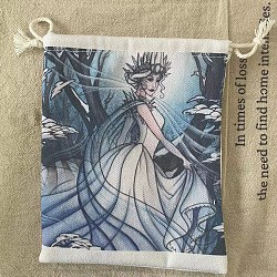 Tarot Card Storage Bag, Cloth Tarot Drawstring Bags, Rectangle with Woman Pattern, PapayaWhip, 18x13cm(WICR-PW0001-08-20)