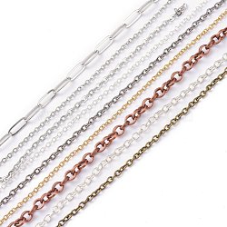 Brass & Stainless Steel Cable Chains, Unwelded & Soldered, Mixed Color, 2~9x1.5~4x0.4~1.2mm, 39.37 inch(1m)(CHC-XCP0001-22)