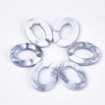 Acrylic Linking Rings, Quick Link Connectors, For Jewelry Chains Making, Imitation Gemstone Style, Oval, WhiteSmoke, 24.5x18.5x4mm, Hole: 14.5x9mm, about: 440pcs/500g