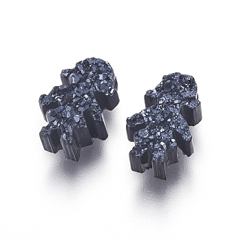 Imitation Druzy Gemstone Resin Beads, Girl, Black, 11.2x7x3.5mm, Hole: 1.2mm
