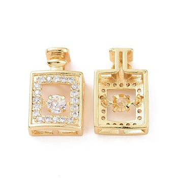 Brass Micro Pave Clear Cubic Zirconia Pendants, Rectangle Charm, Real 18K Gold Plated, 18x11.5x5.5mm, Hole: 2.8x3.7mm