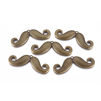 Tibetan Style Alloy Pendants, Cadmium Free & Nickel Free & Lead Free, Moustache, Antique Bronze, 24x56x3mm, Hole: 2mm