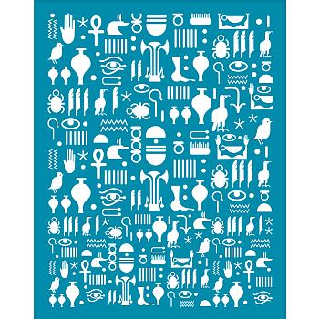 Silk Screen Printing Stencil, for Painting on Wood, DIY Decoration T-Shirt Fabric, Egypt Theme Pattern, 100x127mm