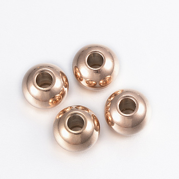 Ion Plating(IP) 304 Stainless Steel Beads, Round , Rose Gold, 8x6.5mm, Hole: 3mm