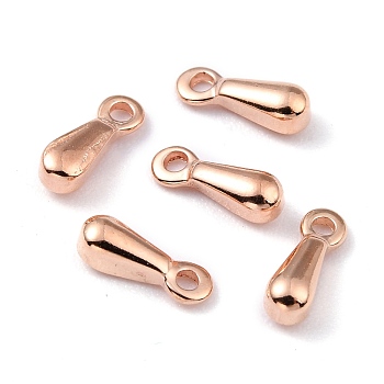 Ion Plating(IP) 304 Stainless Steel Charms, Chain Extender Drop, Teardrop, Rose Gold, 7.5x2.5x2.3mm, Hole: 1mm