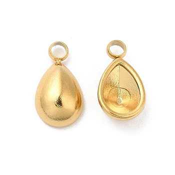 304 Stainless Steel Charms, Teardrop Charm, Real 18K Gold Plated, 10x5.5x3mm, Hole: 1.6mm