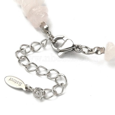 Collier de perles en quartz rose naturel et bracelet extensible(SJEW-JS01281-02)-2