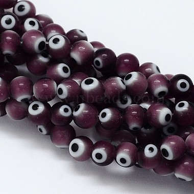 8mm Purple Round Lampwork Beads