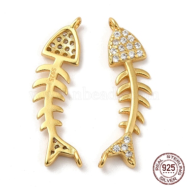 Real 18K Gold Plated Clear Fish Sterling Silver+Cubic Zirconia Links