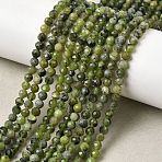 Natural Green Jade Beads Strands, Faceted, Round, Grade AB, 4~4.5mm, Hole: 0.8mm, about 94~104pcs/strand, 15.35''~15.55''(39~39.5cm)(G-P603-C-4mm-03AB)