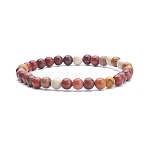 Natural Mookaite Round Beaded Stretch Bracelet, Gemstone Jewelry for Women, Inner Diameter: 2-1/4 inch(5.6cm), Beads: 6mm(BJEW-JB07904-01)