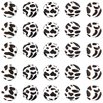 50Pcs Round with Cow/Zebra Pattern Food Grade Eco-Friendly Silicone Beads, Black, 15mm, Hole: 2mm, 50pcs/box(SIL-SC0002-01)