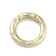 Brass Micro Pave Clear Cubic Zirconia Spring Gate Rings, Long-Lasting Plated, Lead Free & Cadmium Free, Ring, Real 18K Gold Plated, 15mm, Hole: 2.5mm, Inner Diameter: 10mm(KK-M293-54G)