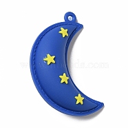 PVC Plastic Big Pendants, Moon with Star, Royal Blue, 54x31x18mm, Hole: 2.5mm(KY-C009-28)