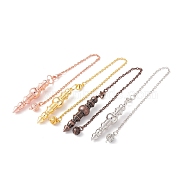 Rack Plating Brass Cable Chain Pointed Dowsing Pendulums, with Alloy Lobster Claw Clasps and Iron Round Beads, Cadmium Free & Lead Free, Mixed Color, 240mm, Hole: 2mm(HJEW-G016-02)