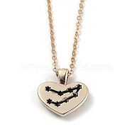 Golden Plated Heart with Constellation/Zodiac Sign Alloy Enamel Pendant Necklaces, Black, Capricorn, 17.2~17.63 inch(43.7~44.8cm)(NJEW-H214-A03-G)