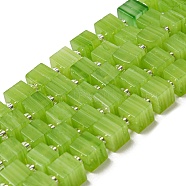 Handwork Lampwork Beads, with Glass Spacer Beads, Square, Yellow Green, 6x6x5~5.5mm, Hole: 0.9mm, about 54~55pcs/strand, 15.75~15.94''(40~40.5cm)(LAMP-B022-01O)