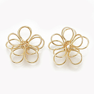 Brass Wire Beads, Flower, Nickel Free, Real 18K Gold Plated, 14.5x15.5x5.5mm(X-KK-S345-088)