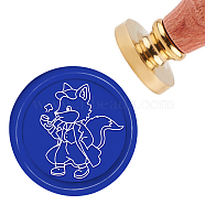 Brass Wax Seal Stamp with Handle, for DIY Scrapbooking, Fox Pattern, 3.5x1.18 inch(8.9x3cm)(AJEW-WH0184-0388)