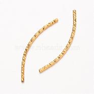 Curved Brass Tube Beads, Real 18K Gold Plated, 34x1.5mm, Hole: 1mm(KK-D508-07G)