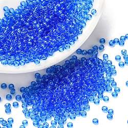 MIYUKI Round Rocailles Beads, Japanese Seed Beads, (RR150) Transparent Sapphire, 11/0, 2x1.3mm, Hole: 0.8mm, about 5500pcs/50g(SEED-X0054-RR0150)